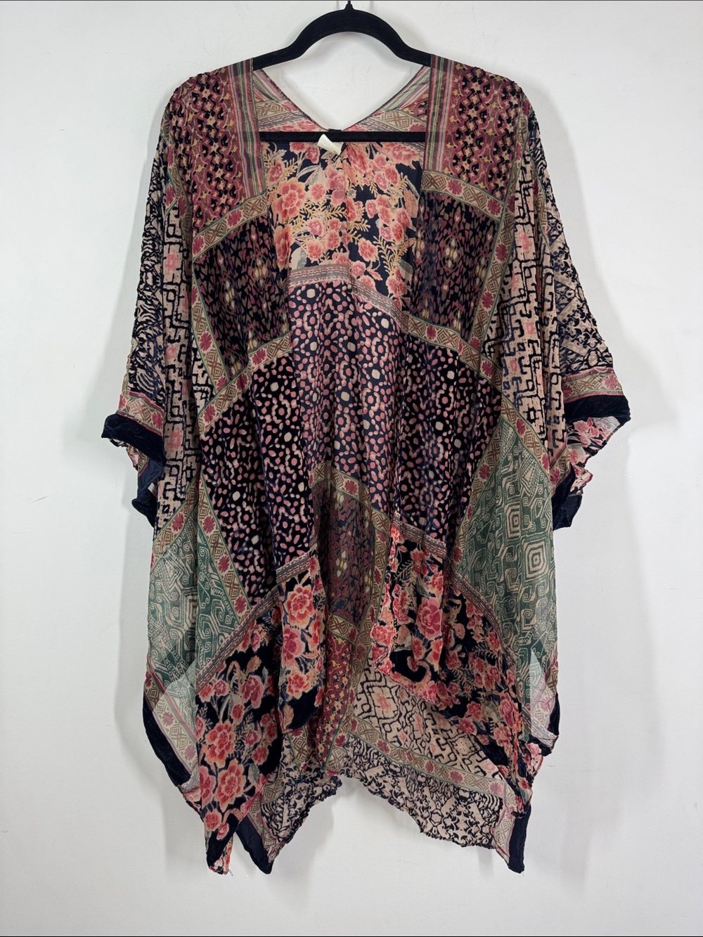 Anthropologie Akemi + Kin Boho Kimono Floral Patchwork Multicolor Flowy Duster - Picture 2 of 13